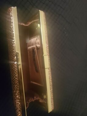 Rose Gold Glitter Frame Clutch Wristlet